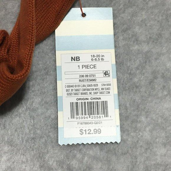 Baby Cat & Jack Infant Sweater NB New Born Rust Orange Brown Knit Ribbed Sweater - Picture 6 of 7